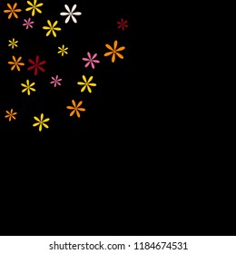 Cute Floral Pattern with Simple Small Flowers for Greeting Card or Poster. Naive Daisy Flowers in Primitive Style. Vector Background for Spring or Summer Design.
