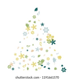 Cute Floral Pattern with Simple Small Flowers for Greeting Card or Poster. Naive Daisy Flowers in Primitive Style. Vector Background for Spring or Summer Design.
