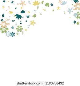 Cute Floral Pattern with Simple Small Flowers for Greeting Card or Poster. Naive Daisy Flowers in Primitive Style. Vector Background for Spring or Summer Design.
