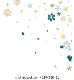 Cute Floral Pattern with Simple Small Flowers for Greeting Card or Poster. Naive Daisy Flowers in Primitive Style. Vector Background for Spring or Summer Design.
