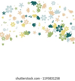 Cute Floral Pattern with Simple Small Flowers for Greeting Card or Poster. Naive Daisy Flowers in Primitive Style. Vector Background for Spring or Summer Design.
