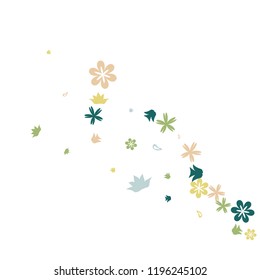 Cute Floral Pattern with Simple Small Flowers for Greeting Card or Poster. Naive Daisy Flowers in Primitive Style. Vector Background for Spring or Summer Design.
