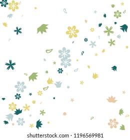 Cute Floral Pattern with Simple Small Flowers for Greeting Card or Poster. Naive Daisy Flowers in Primitive Style. Vector Background for Spring or Summer Design.
