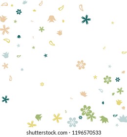 Cute Floral Pattern with Simple Small Flowers for Greeting Card or Poster. Naive Daisy Flowers in Primitive Style. Vector Background for Spring or Summer Design.
