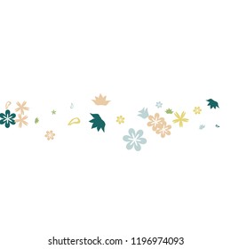 Cute Floral Pattern with Simple Small Flowers for Greeting Card or Poster. Naive Daisy Flowers in Primitive Style. Vector Background for Spring or Summer Design.

