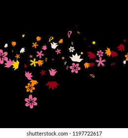 Cute Floral Pattern with Simple Small Flowers for Greeting Card or Poster. Naive Daisy Flowers in Primitive Style. Vector Background for Spring or Summer Design.
