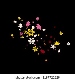 Cute Floral Pattern with Simple Small Flowers for Greeting Card or Poster. Naive Daisy Flowers in Primitive Style. Vector Background for Spring or Summer Design.
