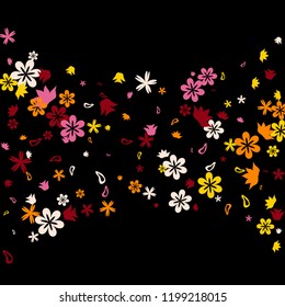 Cute Floral Pattern with Simple Small Flowers for Greeting Card or Poster. Naive Daisy Flowers in Primitive Style. Vector Background for Spring or Summer Design.
