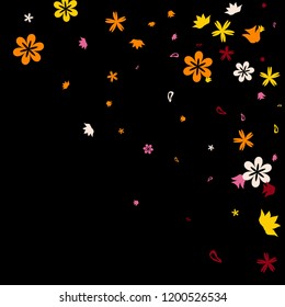 Cute Floral Pattern with Simple Small Flowers for Greeting Card or Poster. Naive Daisy Flowers in Primitive Style. Vector Background for Spring or Summer Design.
