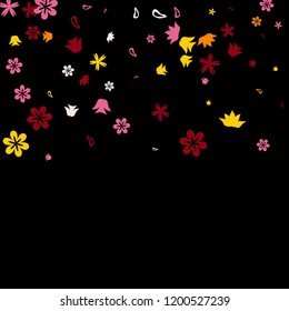 Cute Floral Pattern with Simple Small Flowers for Greeting Card or Poster. Naive Daisy Flowers in Primitive Style. Vector Background for Spring or Summer Design.
