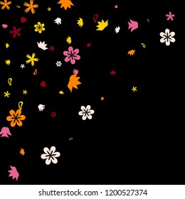 Cute Floral Pattern with Simple Small Flowers for Greeting Card or Poster. Naive Daisy Flowers in Primitive Style. Vector Background for Spring or Summer Design.
