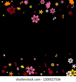 Cute Floral Pattern with Simple Small Flowers for Greeting Card or Poster. Naive Daisy Flowers in Primitive Style. Vector Background for Spring or Summer Design.
