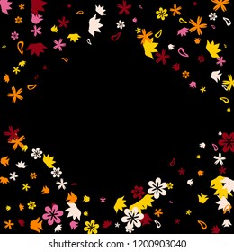 Cute Floral Pattern with Simple Small Flowers for Greeting Card or Poster. Naive Daisy Flowers in Primitive Style. Vector Background for Spring or Summer Design.

