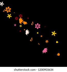Cute Floral Pattern with Simple Small Flowers for Greeting Card or Poster. Naive Daisy Flowers in Primitive Style. Vector Background for Spring or Summer Design.
