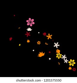 Cute Floral Pattern with Simple Small Flowers for Greeting Card or Poster. Naive Daisy Flowers in Primitive Style. Vector Background for Spring or Summer Design.
