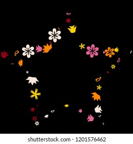 Cute Floral Pattern with Simple Small Flowers for Greeting Card or Poster. Naive Daisy Flowers in Primitive Style. Vector Background for Spring or Summer Design.
