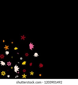 Cute Floral Pattern with Simple Small Flowers for Greeting Card or Poster. Naive Daisy Flowers in Primitive Style. Vector Background for Spring or Summer Design.
