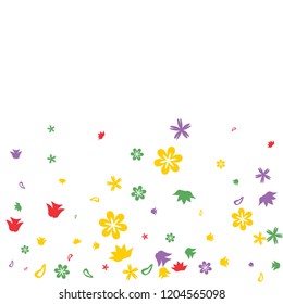 Cute Floral Pattern with Simple Small Flowers for Greeting Card or Poster. Naive Daisy Flowers in Primitive Style. Vector Background for Spring or Summer Design.
