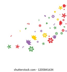 Cute Floral Pattern with Simple Small Flowers for Greeting Card or Poster. Naive Daisy Flowers in Primitive Style. Vector Background for Spring or Summer Design.
