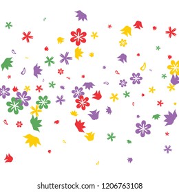 Cute Floral Pattern with Simple Small Flowers for Greeting Card or Poster. Naive Daisy Flowers in Primitive Style. Vector Background for Spring or Summer Design.
