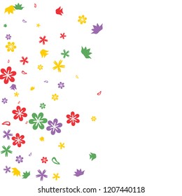 Cute Floral Pattern with Simple Small Flowers for Greeting Card or Poster. Naive Daisy Flowers in Primitive Style. Vector Background for Spring or Summer Design.
