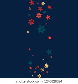 Cute Floral Pattern with Simple Small Flowers for Greeting Card or Poster. Naive Daisy Flowers in Primitive Style. Vector Background for Spring or Summer Design.