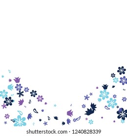 Cute Floral Pattern with Simple Small Flowers for Greeting Card or Poster. Naive Daisy Flowers in Primitive Style. Vector Background for Spring or Summer Design.
