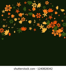 Cute Floral Pattern with Simple Small Flowers for Greeting Card or Poster. Naive Daisy Flowers in Primitive Style. Vector Background for Spring or Summer Design.