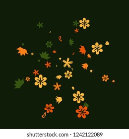 Cute Floral Pattern with Simple Small Flowers for Greeting Card or Poster. Naive Daisy Flowers in Primitive Style. Vector Background for Spring or Summer Design.