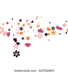 Cute Floral Pattern with Simple Small Flowers for Greeting Card or Poster. Naive Daisy Flowers in Primitive Style. Vector Background for Spring or Summer Design.
