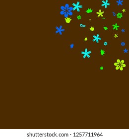 Cute Floral Pattern with Simple Small Flowers for Greeting Card or Poster. Naive Daisy Flowers in Primitive Style. Vector Background for Spring or Summer Design.
