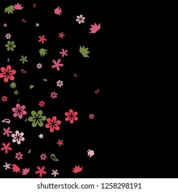 Cute Floral Pattern with Simple Small Flowers for Greeting Card or Poster. Naive Daisy Flowers in Primitive Style. Vector Background for Spring or Summer Design.
