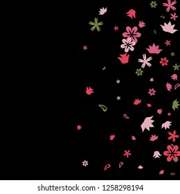 Cute Floral Pattern with Simple Small Flowers for Greeting Card or Poster. Naive Daisy Flowers in Primitive Style. Vector Background for Spring or Summer Design.
