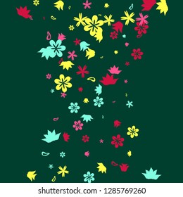 Cute Floral Pattern with Simple Small Flowers for Greeting Card or Poster. Naive Daisy Flowers in Primitive Style. Vector Background for Spring or Summer Design.
