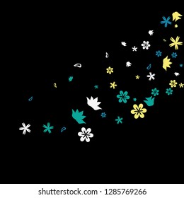 Cute Floral Pattern with Simple Small Flowers for Greeting Card or Poster. Naive Daisy Flowers in Primitive Style. Vector Background for Spring or Summer Design.
