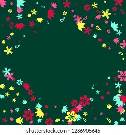 Cute Floral Pattern with Simple Small Flowers for Greeting Card or Poster. Naive Daisy Flowers in Primitive Style. Vector Background for Spring or Summer Design.
