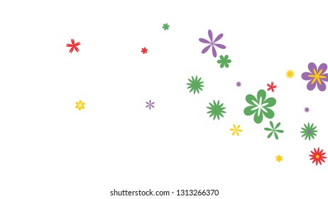 Cute Floral Pattern with Simple Small Flowers for Greeting Card or Poster. Naive Daisy Flowers in Primitive Style. Vector Background for Spring or Summer Design.
