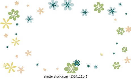 Cute Floral Pattern with Simple Small Flowers for Greeting Card or Poster. Naive Daisy Flowers in Primitive Style. Vector Background for Spring or Summer Design.

