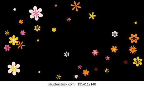 Cute Floral Pattern with Simple Small Flowers for Greeting Card or Poster. Naive Daisy Flowers in Primitive Style. Vector Background for Spring or Summer Design.
