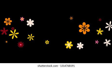 Cute Floral Pattern with Simple Small Flowers for Greeting Card or Poster. Naive Daisy Flowers in Primitive Style. Vector Background for Spring or Summer Design.
