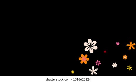 Cute Floral Pattern with Simple Small Flowers for Greeting Card or Poster. Naive Daisy Flowers in Primitive Style. Vector Background for Spring or Summer Design.
