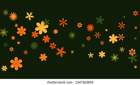 Cute Floral Pattern with Simple Small Flowers for Greeting Card or Poster. Naive Daisy Flowers in Primitive Style. Vector Background for Spring or Summer Design.
