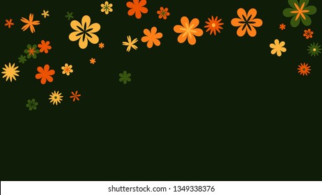 Cute Floral Pattern with Simple Small Flowers for Greeting Card or Poster. Naive Daisy Flowers in Primitive Style. Vector Background for Spring or Summer Design.
