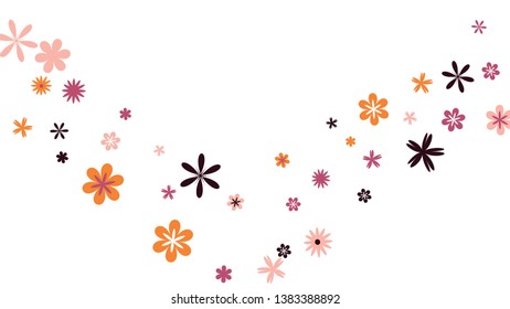 Cute Floral Pattern with Simple Small Flowers for Greeting Card or Poster. Naive Daisy Flowers in Primitive Style. Vector Background for Spring or Summer Design.

