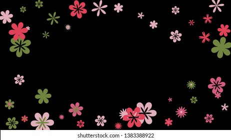 Cute Floral Pattern with Simple Small Flowers for Greeting Card or Poster. Naive Daisy Flowers in Primitive Style. Vector Background for Spring or Summer Design.
