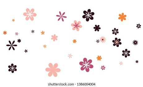 Cute Floral Pattern with Simple Small Flowers for Greeting Card or Poster. Naive Daisy Flowers in Primitive Style. Vector Background for Spring or Summer Design.
