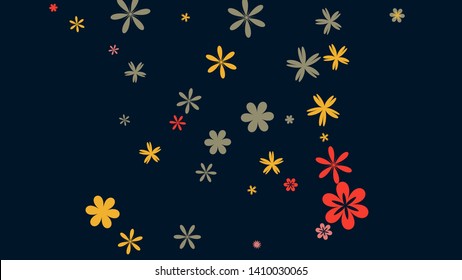Cute Floral Pattern with Simple Small Flowers for Greeting Card or Poster. Naive Daisy Flowers in Primitive Style. Vector Background for Spring or Summer Design.
