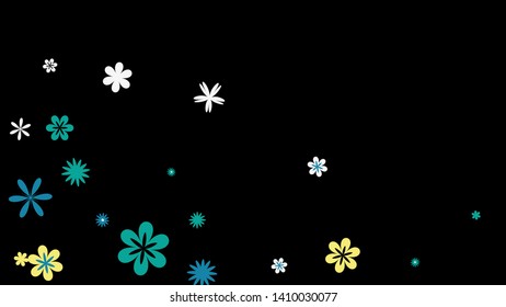 Cute Floral Pattern with Simple Small Flowers for Greeting Card or Poster. Naive Daisy Flowers in Primitive Style. Vector Background for Spring or Summer Design.
