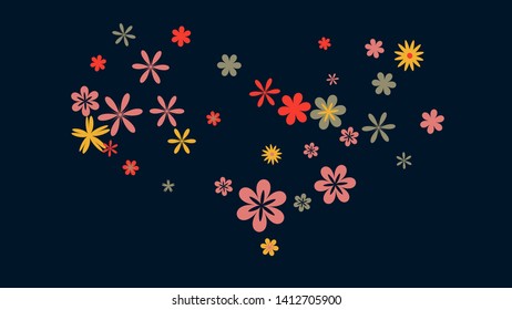 Cute Floral Pattern with Simple Small Flowers for Greeting Card or Poster. Naive Daisy Flowers in Primitive Style. Vector Background for Spring or Summer Design.
