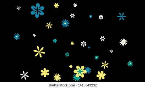 Cute Floral Pattern with Simple Small Flowers for Greeting Card or Poster. Naive Daisy Flowers in Primitive Style. Vector Background for Spring or Summer Design.
